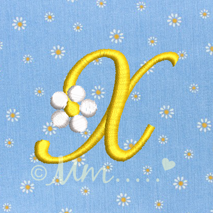 Daisy Alphabet Letters Set 26 machine embroidery design download 4x4